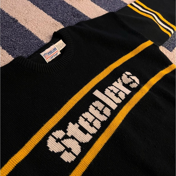 RARE VINTAGE 1980s Pittsburgh Steelers GB Cliff Engle Sweater NFL Football Large - Picture 3 of 9